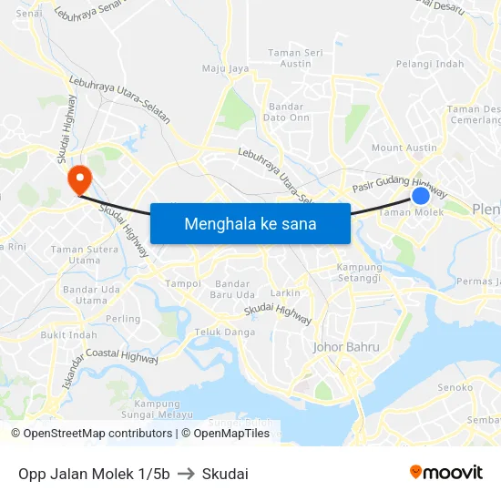 Opp Jalan Molek 1/5b to Skudai map