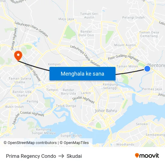 Prima Regency Condo to Skudai map