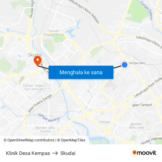 Klinik Desa Kempas to Skudai map