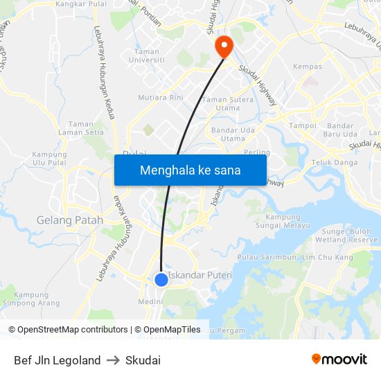 Bef Jln Legoland to Skudai map