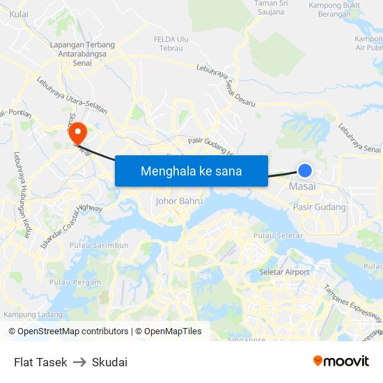 Flat Tasek to Skudai map