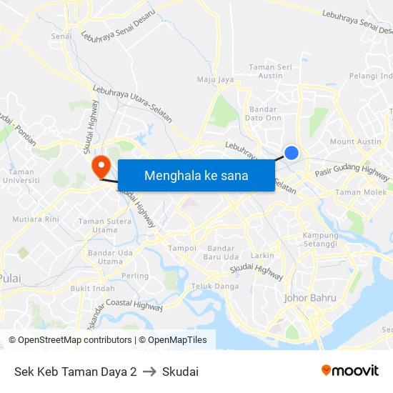 Sek Keb Taman Daya 2 to Skudai map