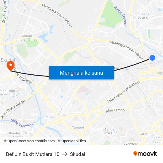 Bef Jln Bukit Mutiara 10 to Skudai map