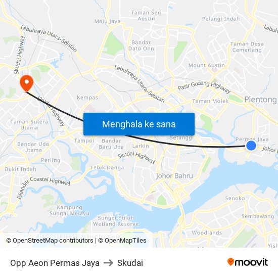 Opp Aeon Permas Jaya to Skudai map