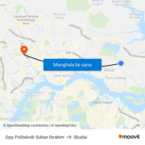 Opp Politeknik Sultan Ibrahim to Skudai map