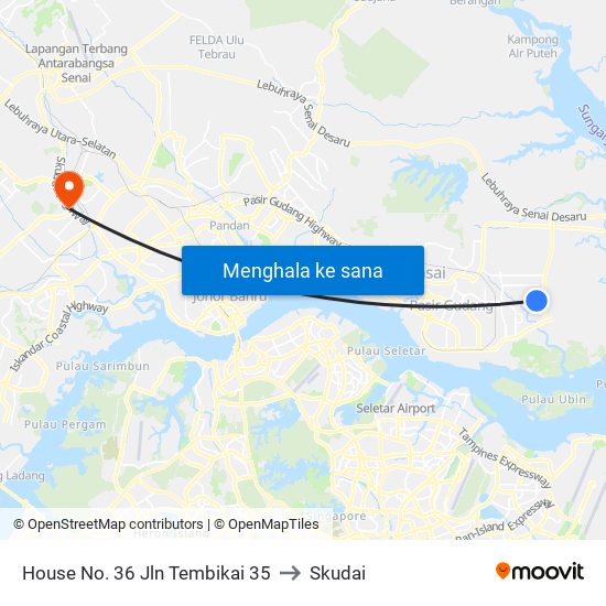 House No. 36 Jln Tembikai 35 to Skudai map