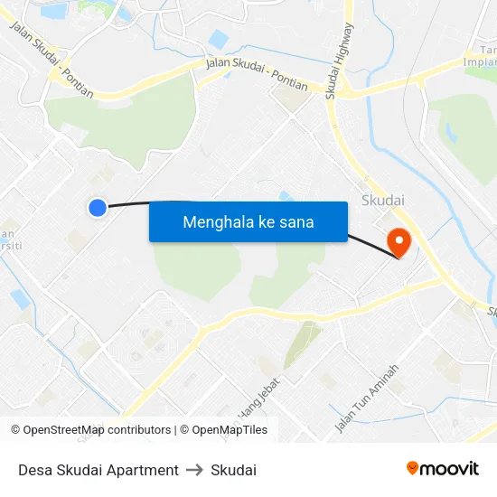 Desa Skudai Apartment to Skudai map