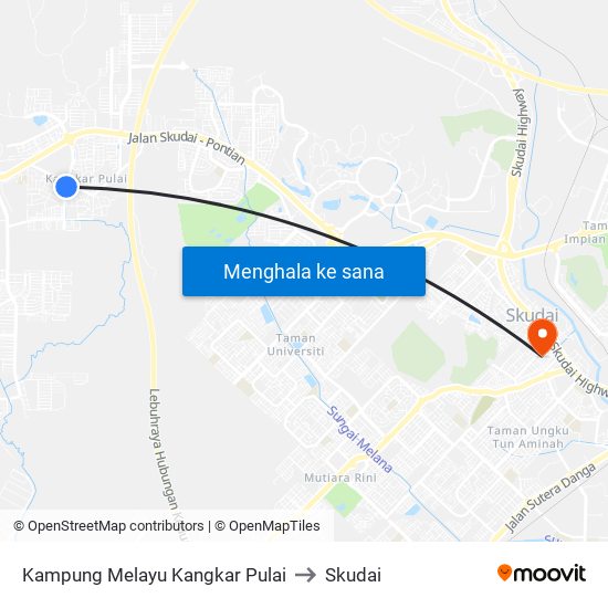 Kampung Melayu Kangkar Pulai to Skudai map