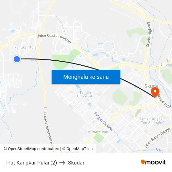 Flat Kangkar Pulai (2) to Skudai map
