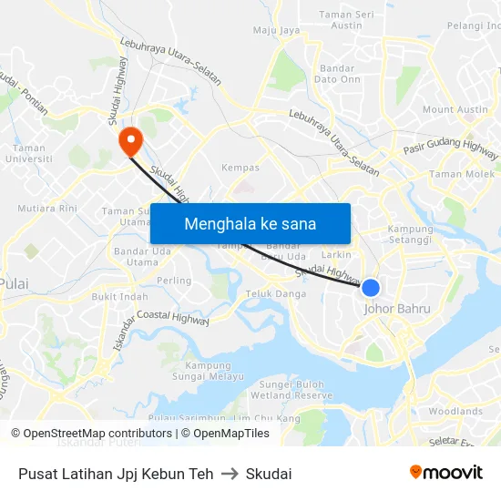 Pusat Latihan Jpj Kebun Teh to Skudai map