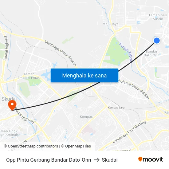 Opp Pintu Gerbang Bandar Dato' Onn to Skudai map