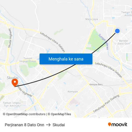 Perjiranan 8 Dato Onn to Skudai map