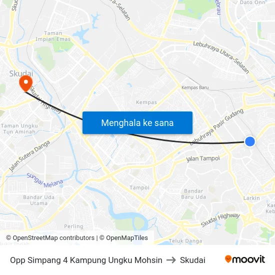 Opp Simpang 4 Kampung Ungku Mohsin to Skudai map