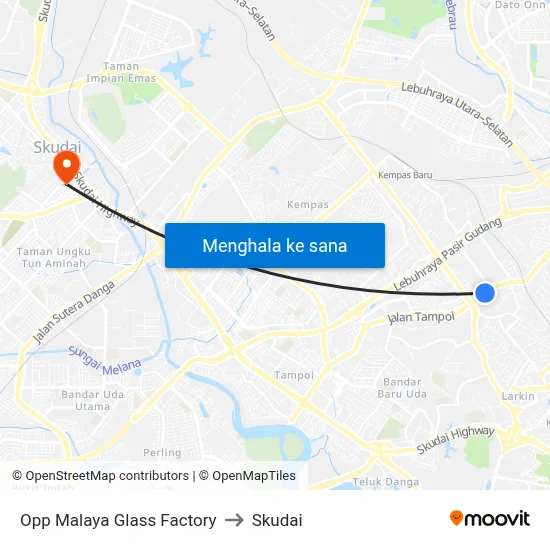 Opp Malaya Glass Factory to Skudai map