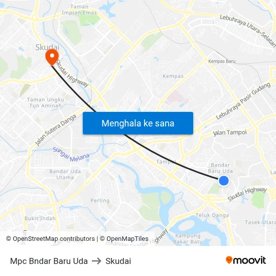 Mpc Bndar Baru Uda to Skudai map