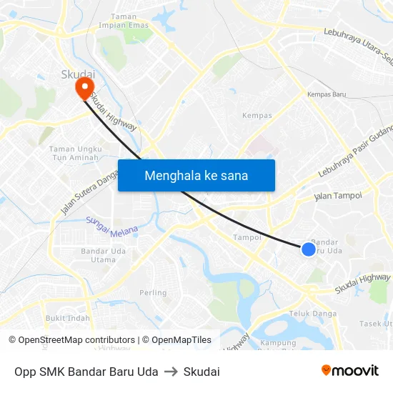Opp SMK Bandar Baru Uda to Skudai map