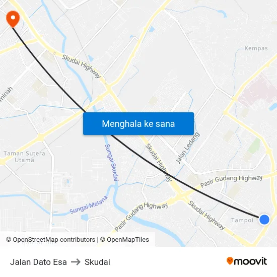 Jalan Dato Esa to Skudai map
