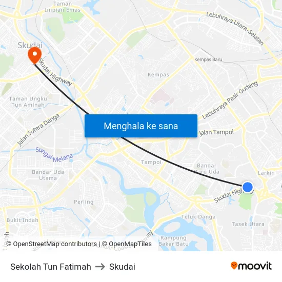 Sekolah Tun Fatimah to Skudai map