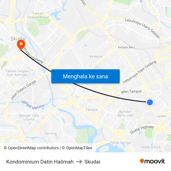 Kondominium Datin Halimah to Skudai map