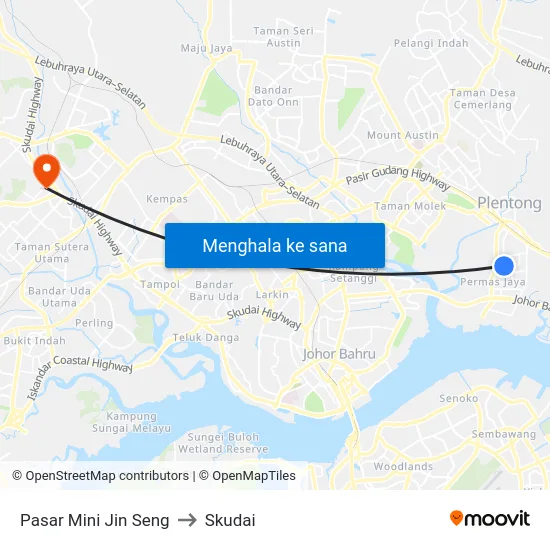 Pasar Mini Jin Seng to Skudai map