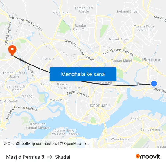 Masjid Permas 8 to Skudai map
