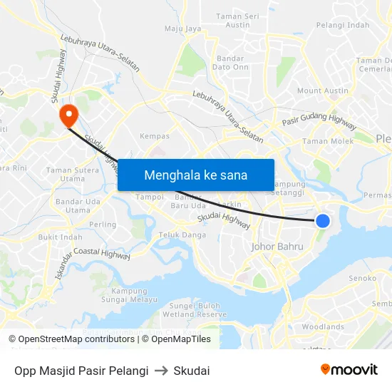 Opp Masjid Pasir Pelangi to Skudai map