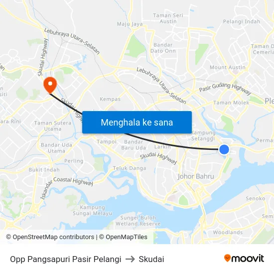 Opp Pangsapuri Pasir Pelangi to Skudai map