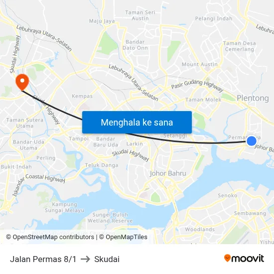 Jalan Permas 8/1 to Skudai map