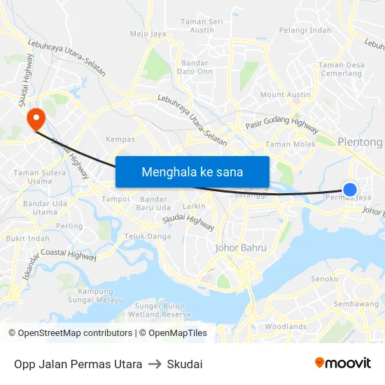 Opp Jalan Permas Utara to Skudai map