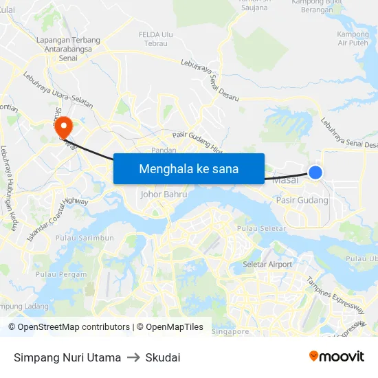 Simpang Nuri Utama to Skudai map