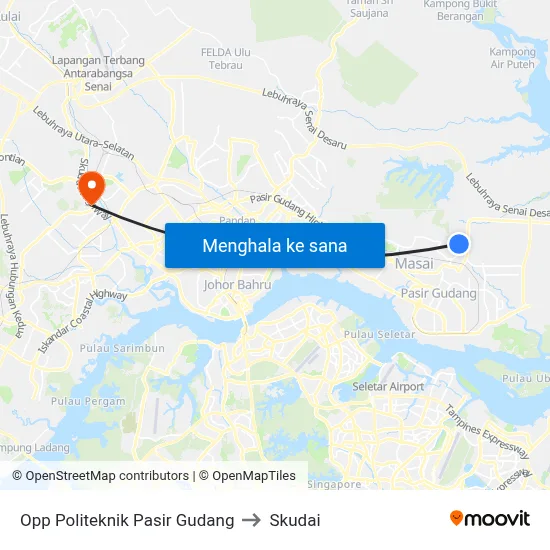 Opp Politeknik Pasir Gudang to Skudai map