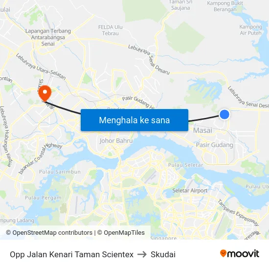 Opp Jalan Kenari Taman Scientex to Skudai map