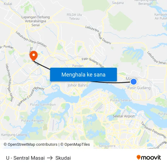 U - Sentral Masai to Skudai map