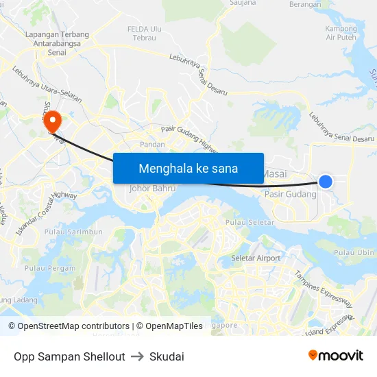 Opp Sampan Shellout to Skudai map