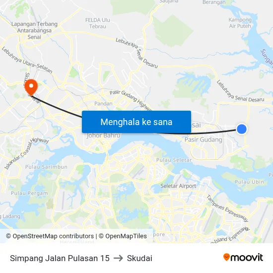 Simpang Jalan Pulasan 15 to Skudai map
