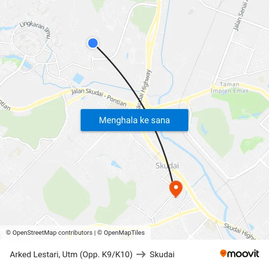 Arked Lestari, Utm (Opp. K9/K10) to Skudai map