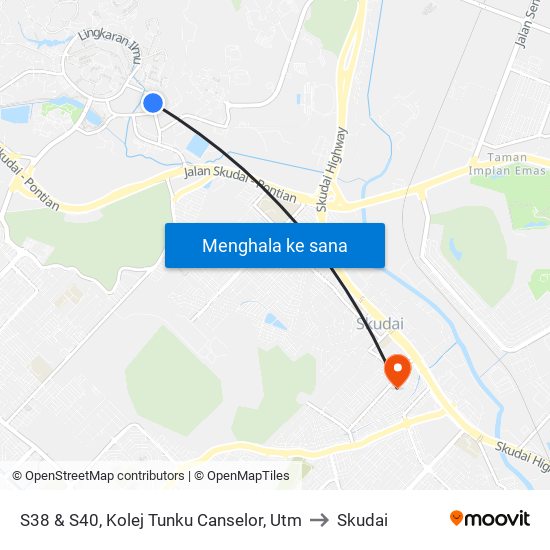 S38 & S40, Kolej Tunku Canselor, Utm to Skudai map