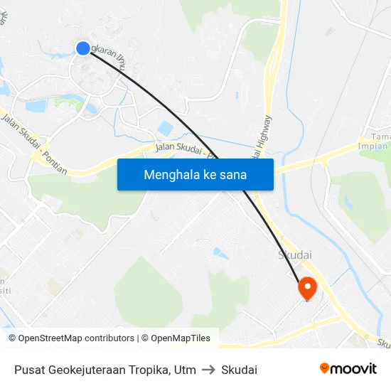 Pusat Geokejuteraan Tropika, Utm to Skudai map