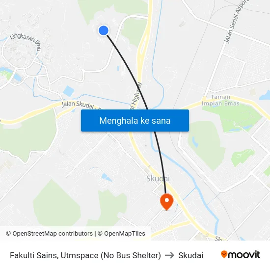 Fakulti Sains, Utmspace (No Bus Shelter) to Skudai map