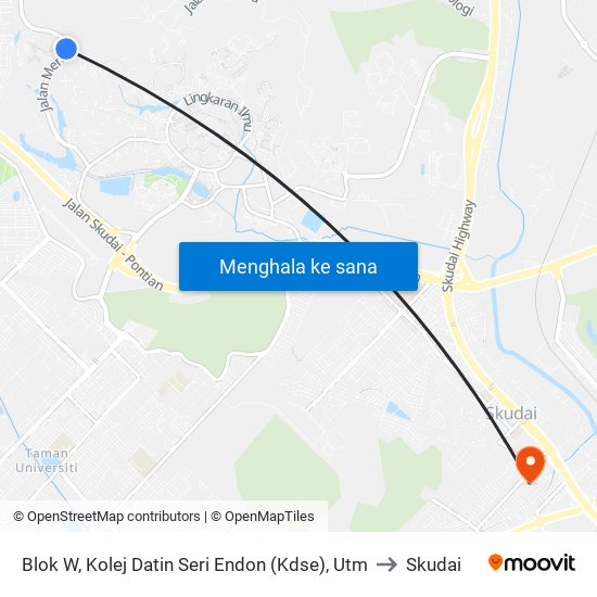 Blok W, Kolej Datin Seri Endon (Kdse), Utm to Skudai map