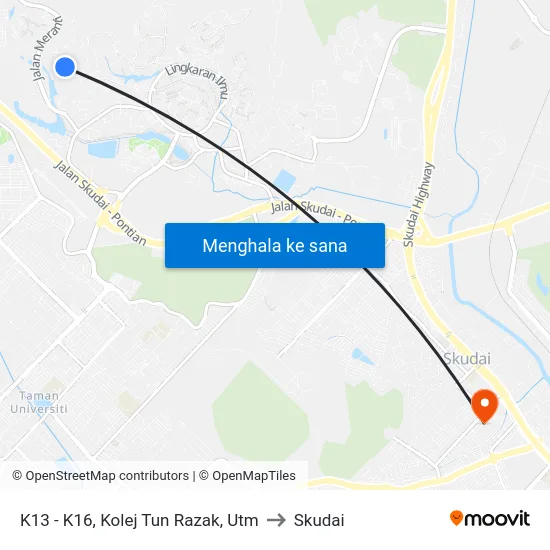 K13 - K16, Kolej Tun Razak, Utm to Skudai map