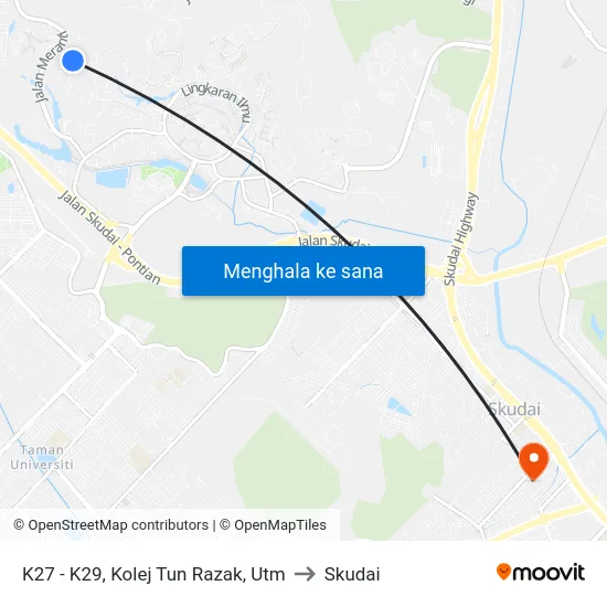 K27 - K29, Kolej Tun Razak, Utm to Skudai map