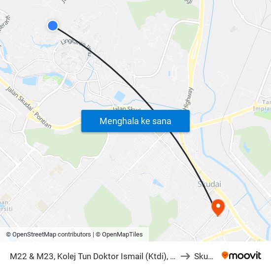 M22 & M23, Kolej Tun Doktor Ismail (Ktdi), Utm to Skudai map