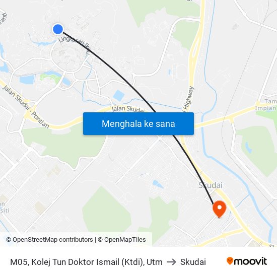 M05, Kolej Tun Doktor Ismail (Ktdi), Utm to Skudai map