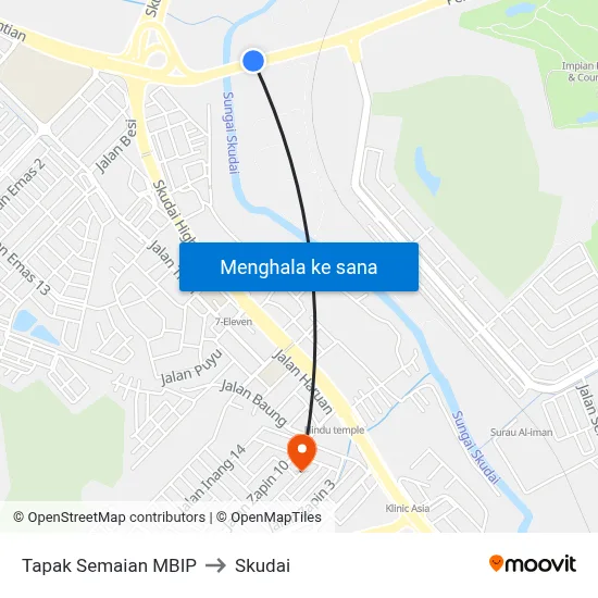 Tapak Semaian MBIP to Skudai map