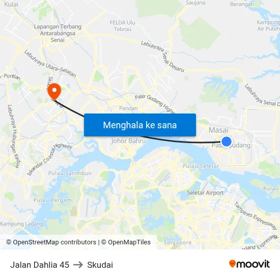 Jalan Dahlia 45 to Skudai map