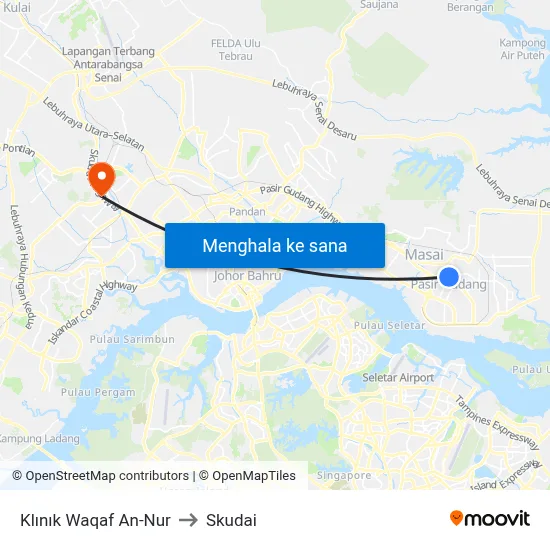 Klınık Waqaf An-Nur to Skudai map