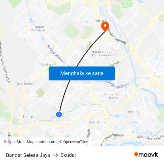Bandar Selesa Jaya to Skudai map