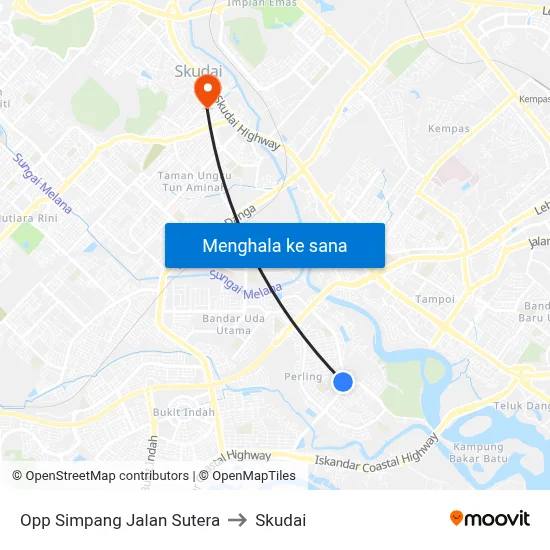 Opp Simpang Jalan Sutera to Skudai map