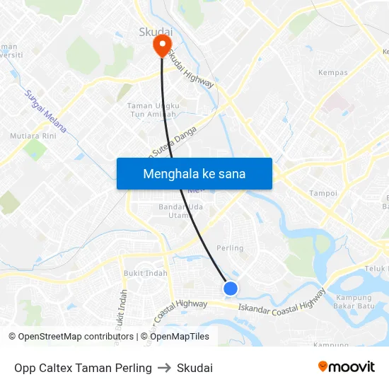 Opp Caltex Taman Perling to Skudai map